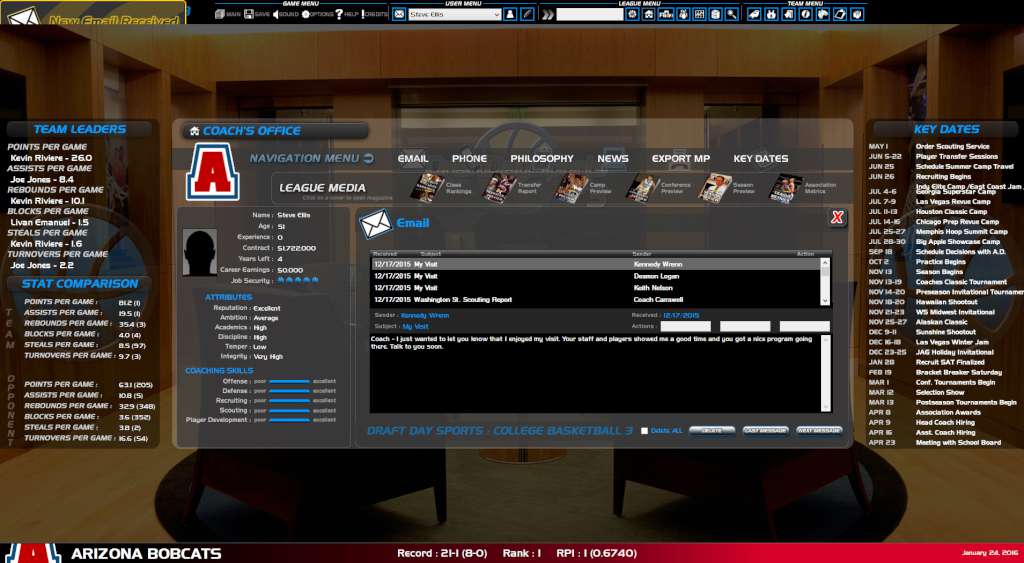 (0.61$) Draft Day Sports College Basketball 3 Steam CD Key