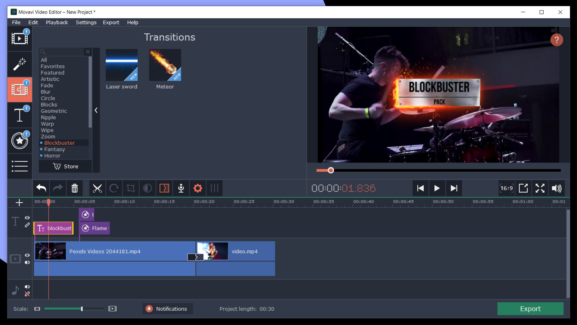 (0.68$) Movavi Video Editor Plus 2020 - Cinematic Set Effects DLC Steam CD Key