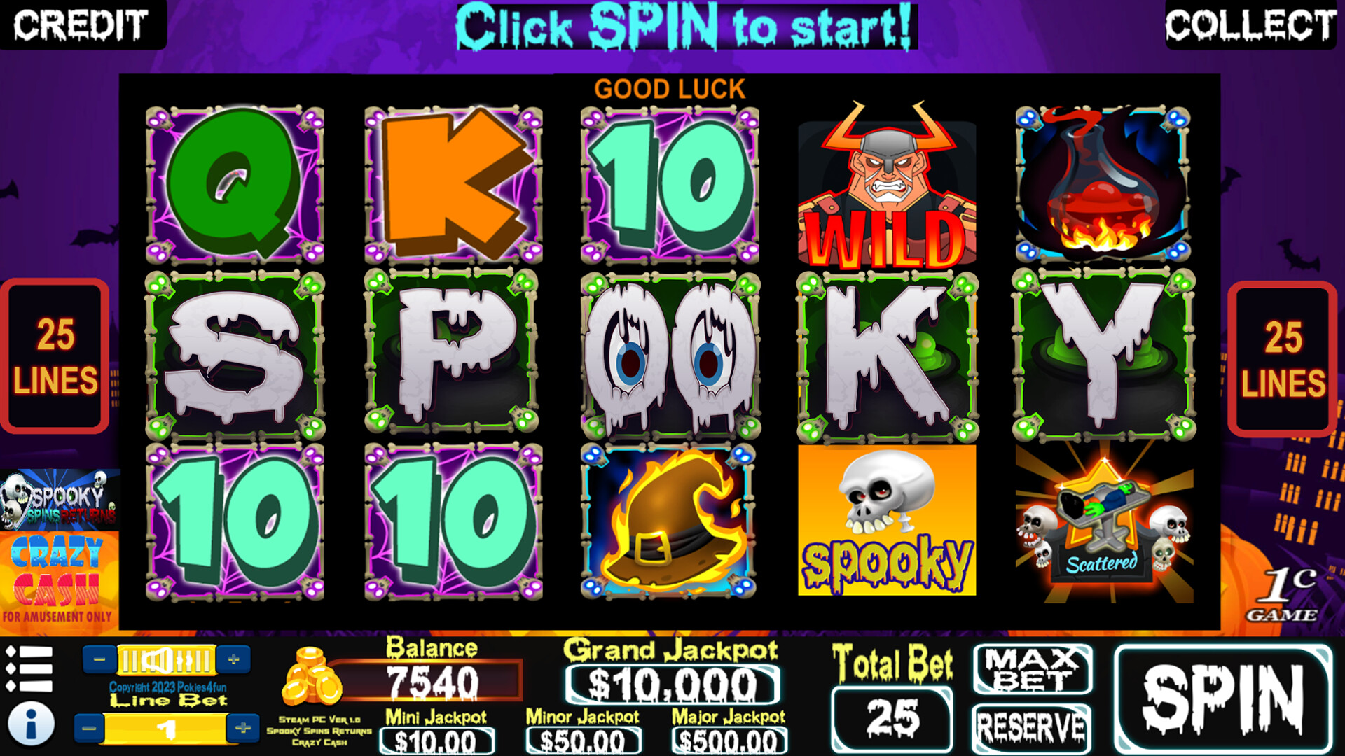 (9.79$) Spooky Spins Returns : Crazy Cash Edition - Slots Steam CD Key
